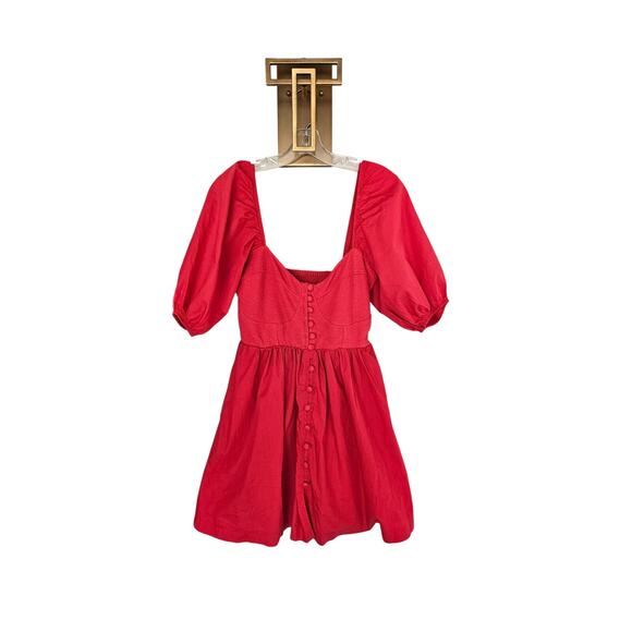 Maeve by Anthropologie Pink Puff Sleeve Button Front Mini Dress Size Small - Picture 4 of 15